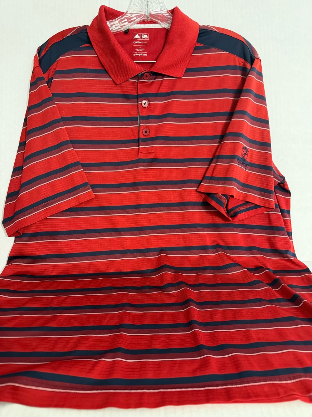 adidas Clima Cool Men’s Red & Black Striped Polo Shirt